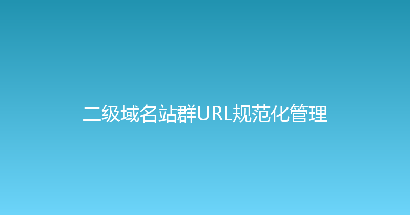 二级域名站群URL规范化管理 封面图