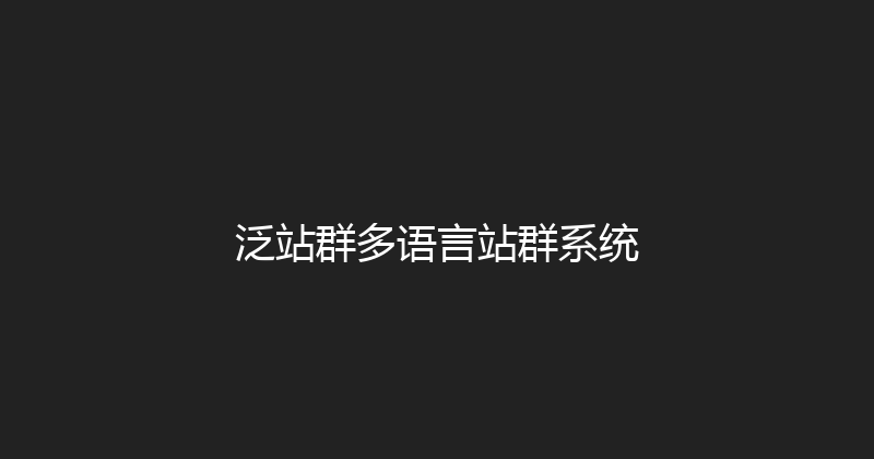泛站群多语言站群系统 封面图
