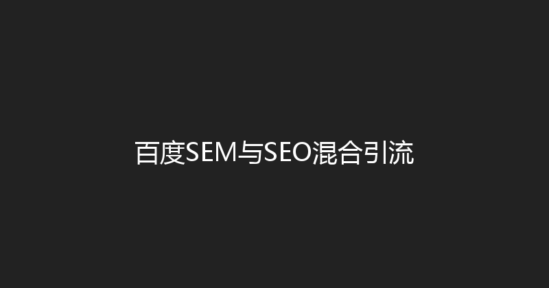 百度SEM与SEO混合引流 封面图