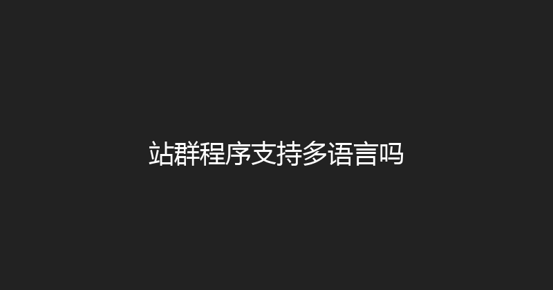 站群程序支持多语言吗 封面图