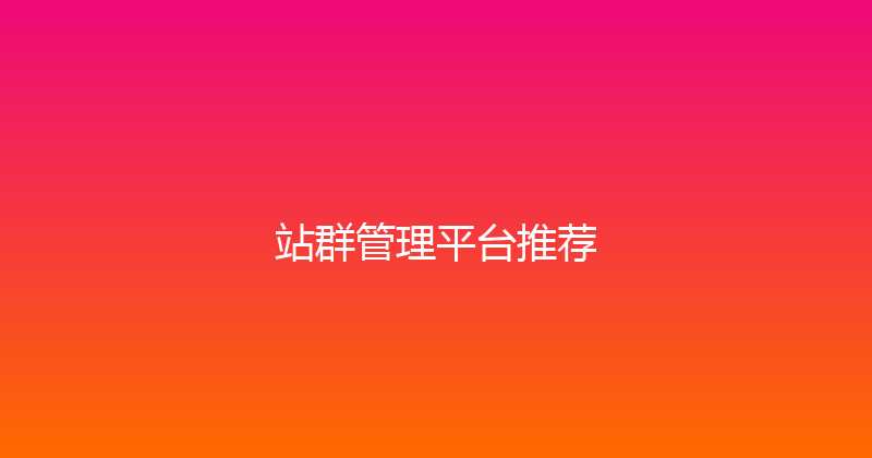 站群管理平台推荐 封面图