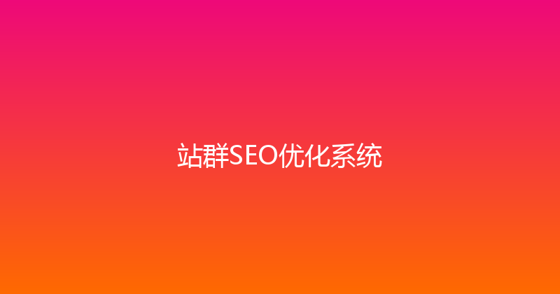 站群SEO优化系统 封面图