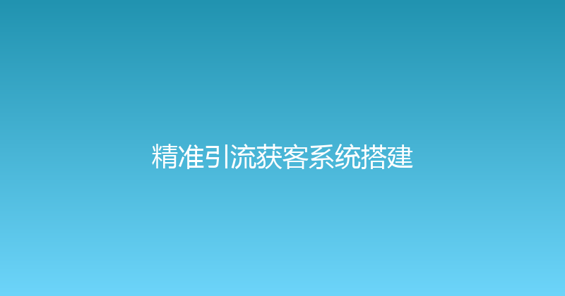 精准引流获客系统搭建 封面图