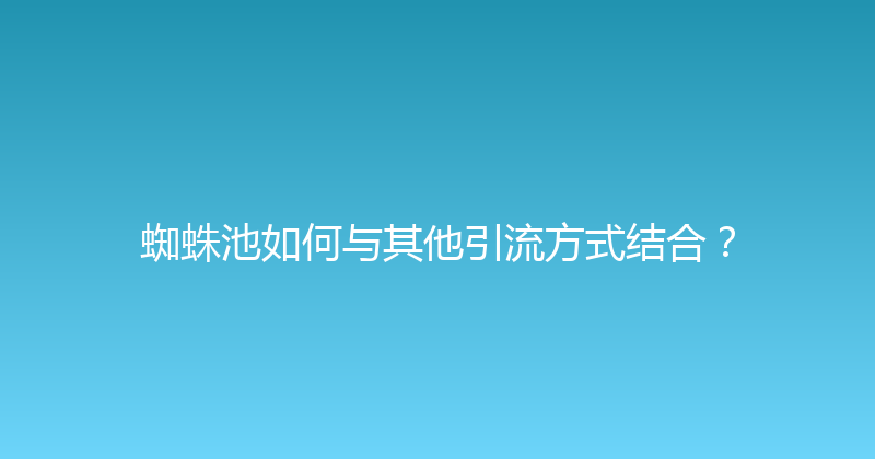 蜘蛛池如何与其他引流方式结合？ 封面图