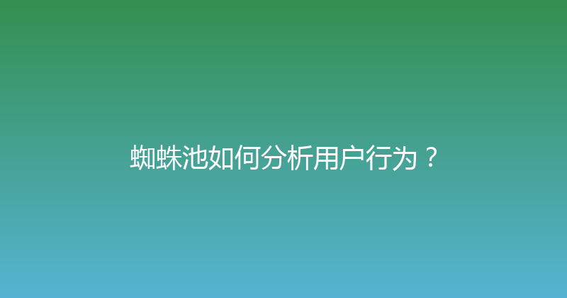 蜘蛛池如何分析用户行为？ 封面图