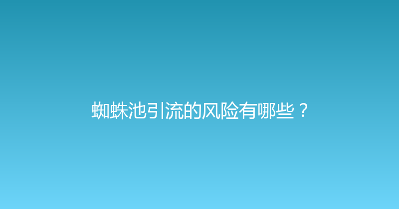 蜘蛛池引流的风险有哪些？ 封面图