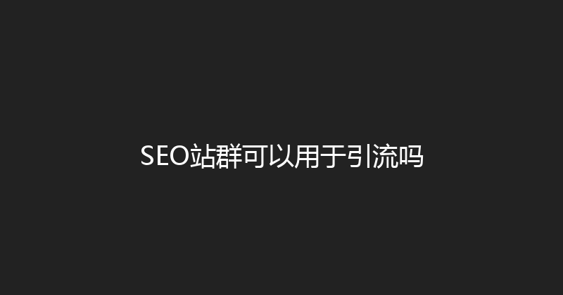 SEO站群可以用于引流吗 封面图