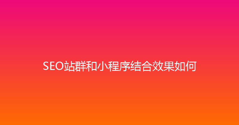 SEO站群和小程序结合效果如何 封面图